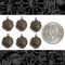Chocolate Brown Plated Brass Blooming Rose Charms - Set of Six - RB-C113